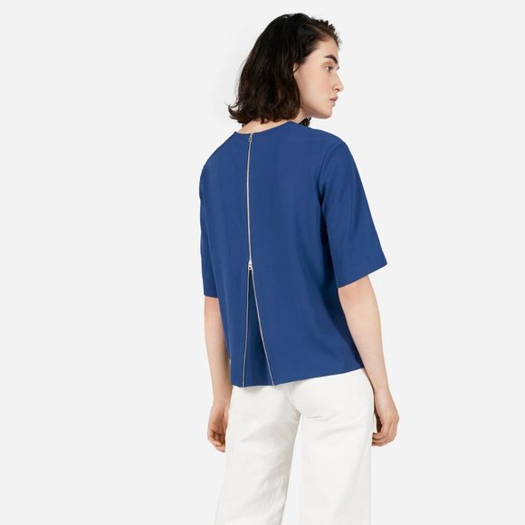 Everlane Tops - Everlane Blue The Japanese GoWeave Back-Zip Tee